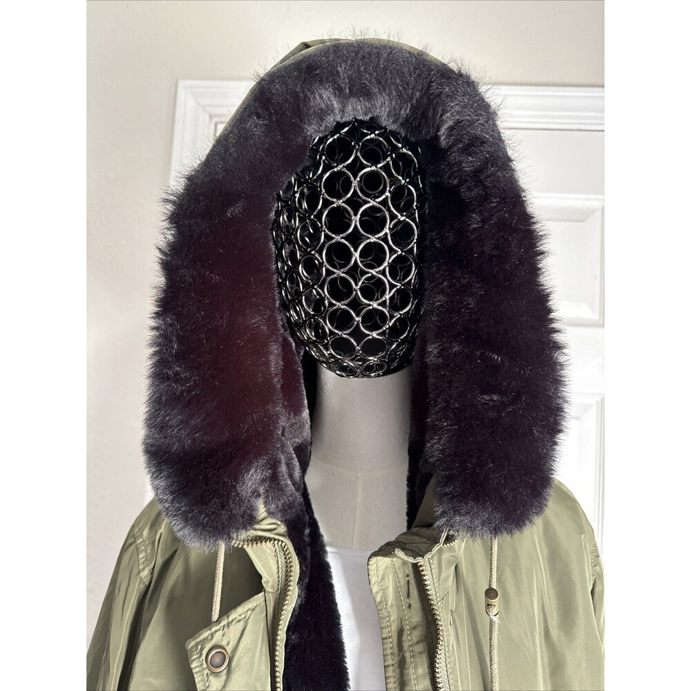 Gap Big Puff Jacket Women Sz Green Long Sleeve Zipper Pockets Fluffy - Picture 7 of 16